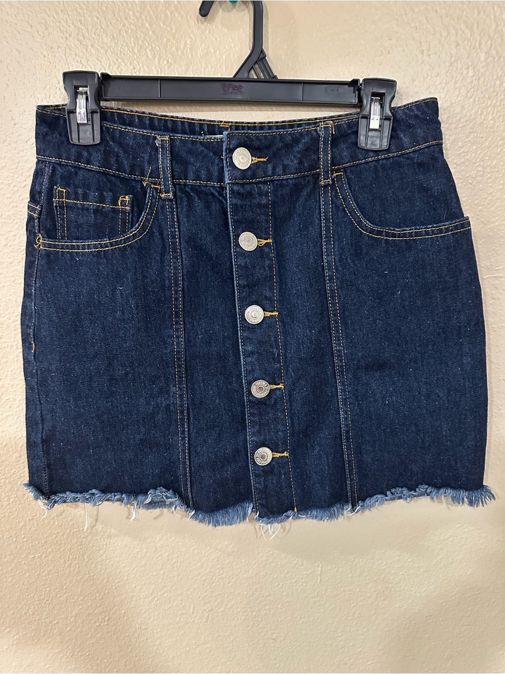 Forever 21 Dark Blue Denim Button-Front Mini Skirt